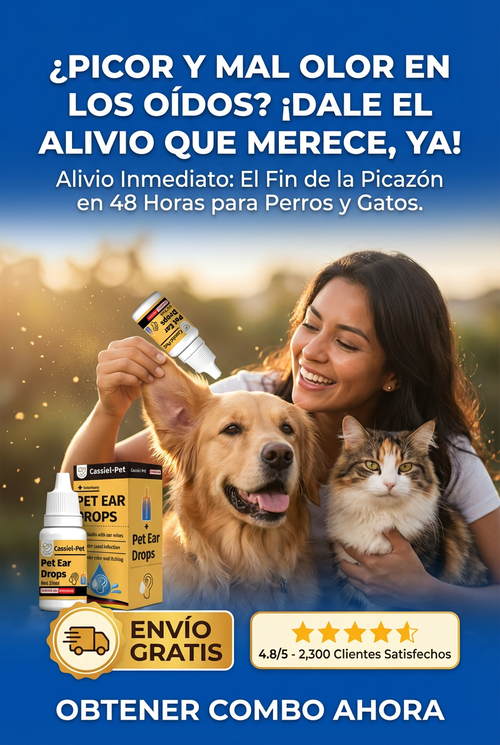 Limpiador de oídos Cassiel Pet |Tratamiento para infecciones de oído y ácaros